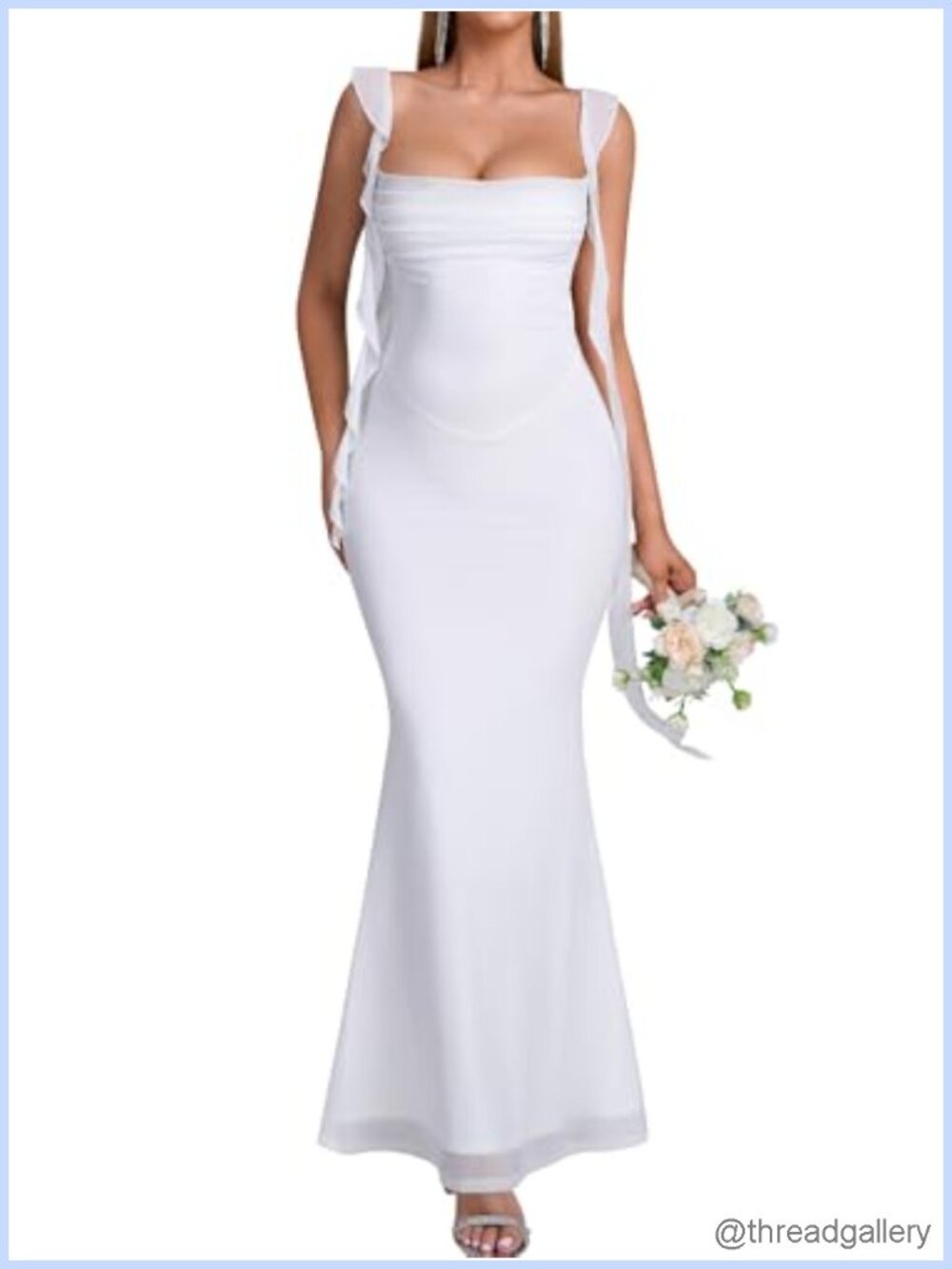 Auraxe Ruffle Corset Long Prom Dress Formal Wedding Guest Bodycon